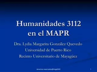 humanidades 3112 en el mapr