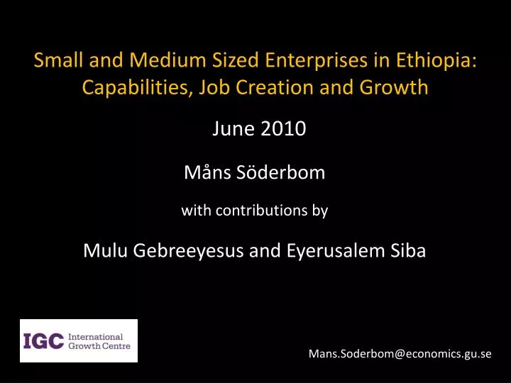 small and medium sized enterprises in ethiopia capabilities job creation and growth