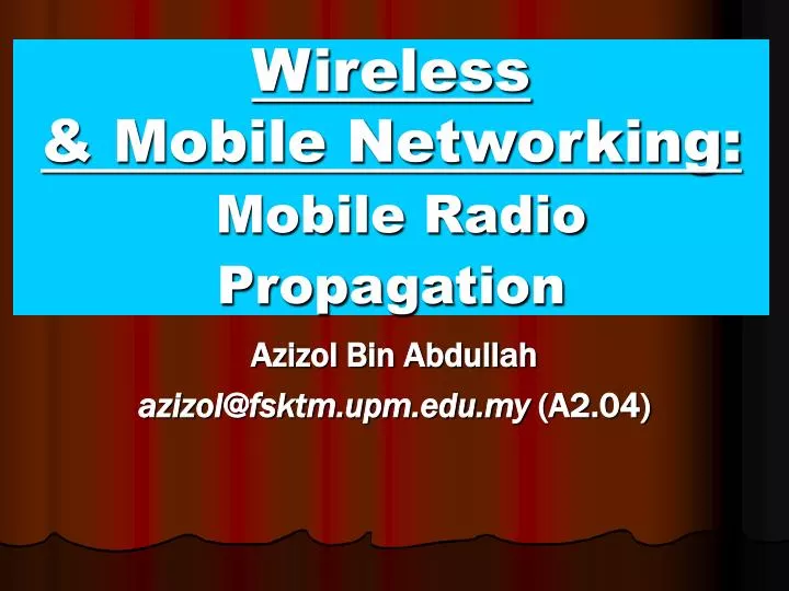wireless mobile networking mobile radio propagation