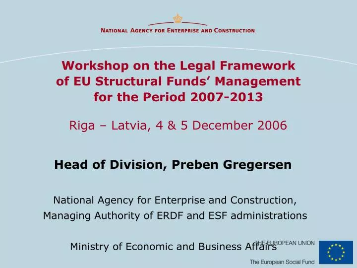 workshop on the legal framework of eu structural funds management for the period 2007 2013