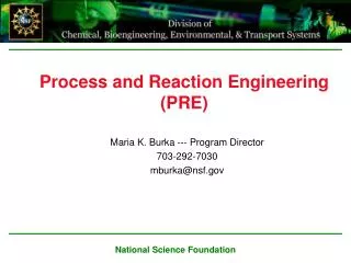 Process and Reaction Engineering (PRE)