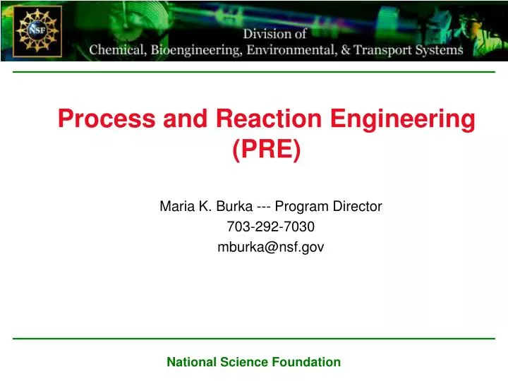 process and reaction engineering pre