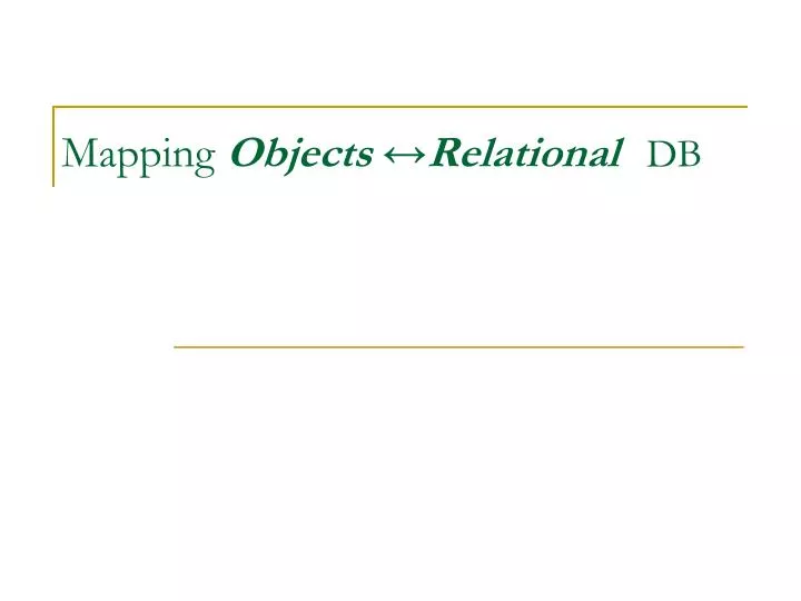 mapping objects relational db