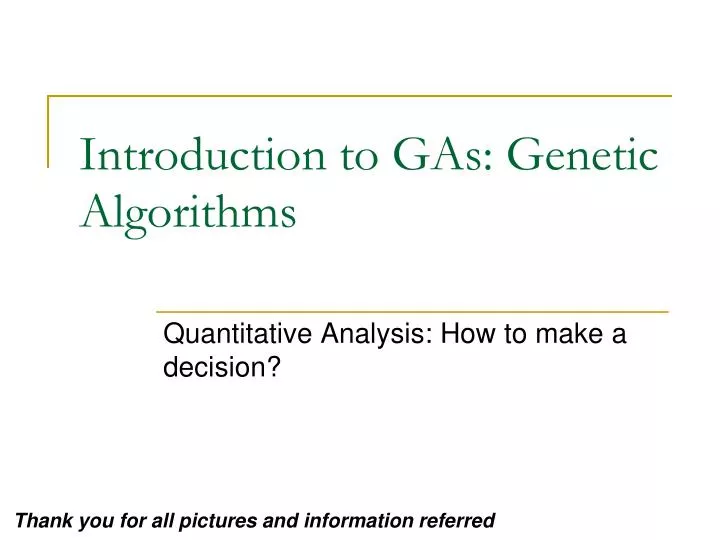 introduction to gas genetic algorithms