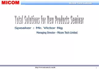 Total Solutions for New Products Seminar