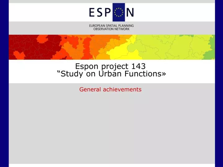 espon project 143 study on urban functions