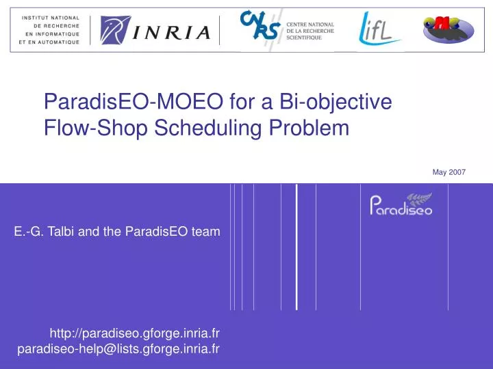 paradiseo moeo for a bi objective flow shop scheduling problem