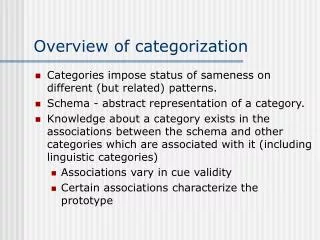 Overview of categorization