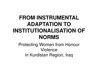 from instrumental adaptation to institutionalisation of norms
