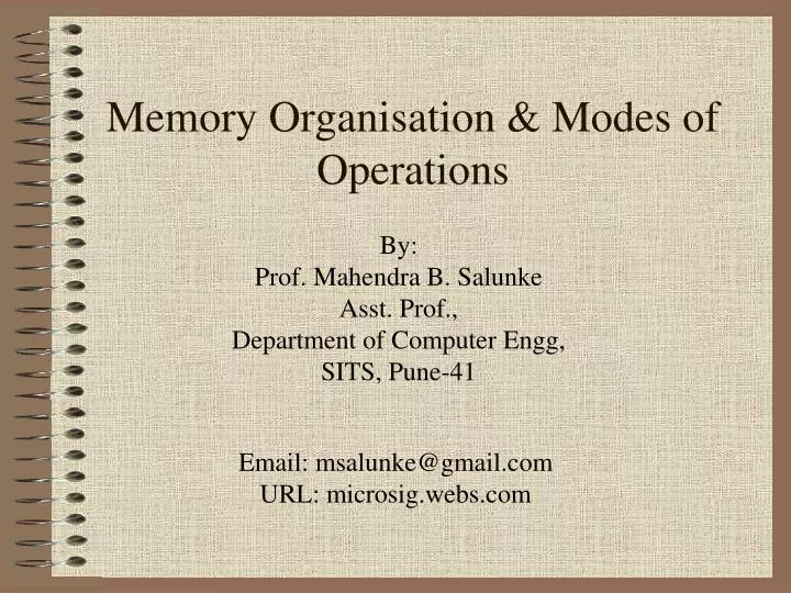 memory organisation modes of operations