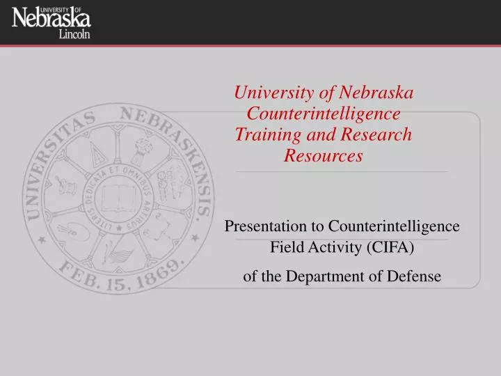presentation to counterintelligence field activity cifa of the department of defense