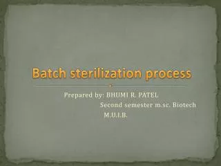 B atch sterilization process