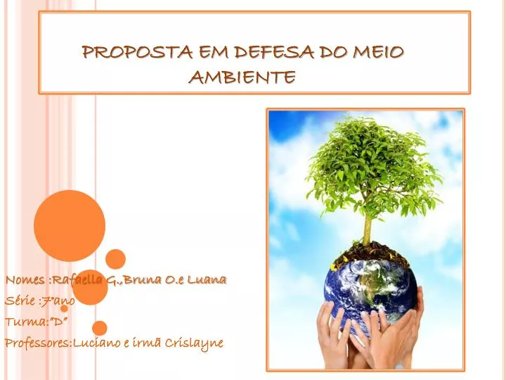 proposta em defesa do meio ambiente