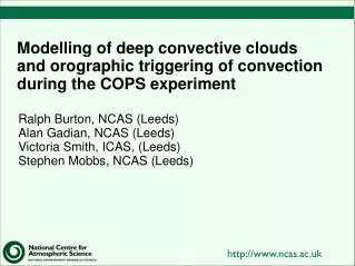 Modelling of deep convective clouds and orographic triggering of convection