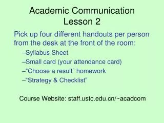 Academic Communication Lesson 2