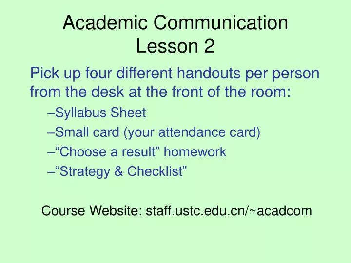 academic communication lesson 2