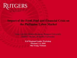 Impact of the Food, Fuel and Financial Crisis on the Philippine Labor Market