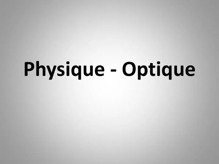 physique optique