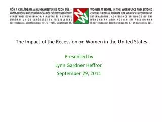 The Impact of the Recession on Women in the United States