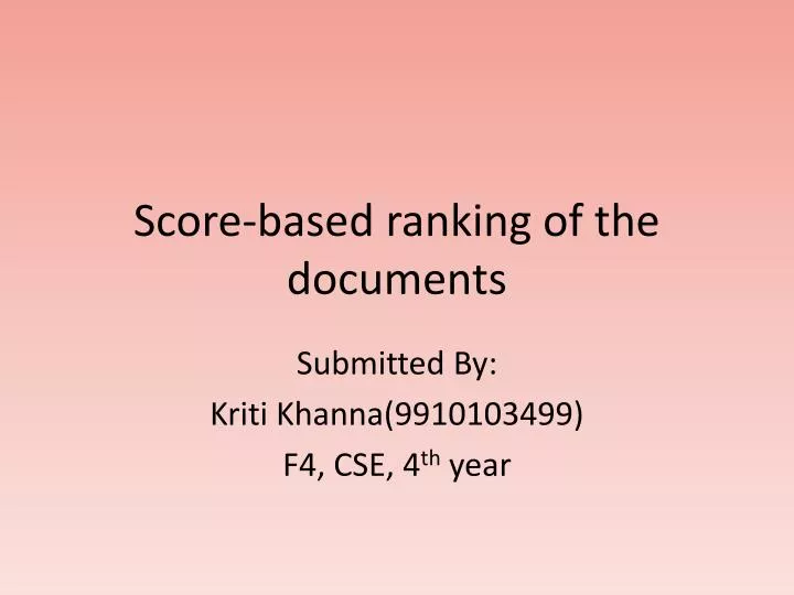 score based ranking of the documents
