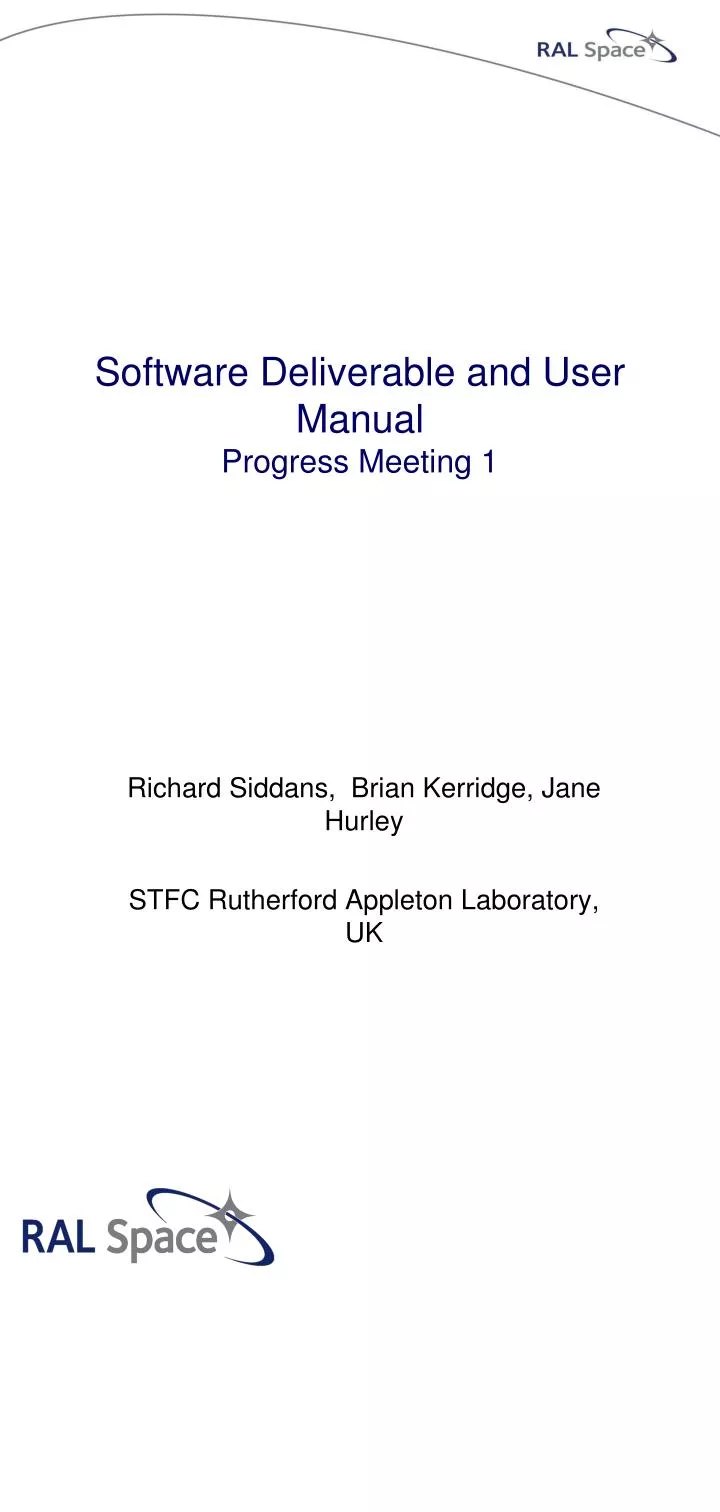 software deliverable and user manual progress meeting 1