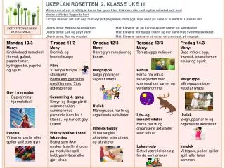 ukeplan rosetten 2 klasse uke 11