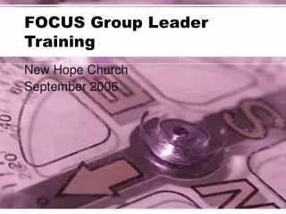FOCUS Group Leader Training