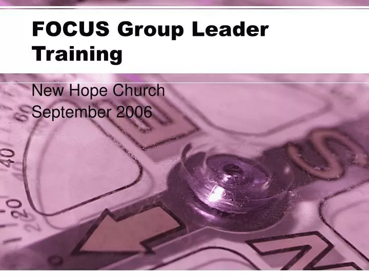 focus group leader training