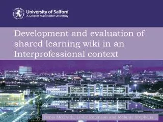 Development and evaluation of shared learning wiki in an Interprofessional context