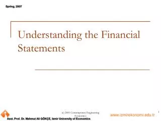 Understanding the Financial Statements