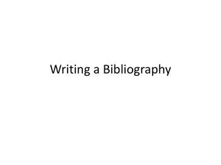 Writing a Bibliography