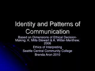 identity and patterns of communication