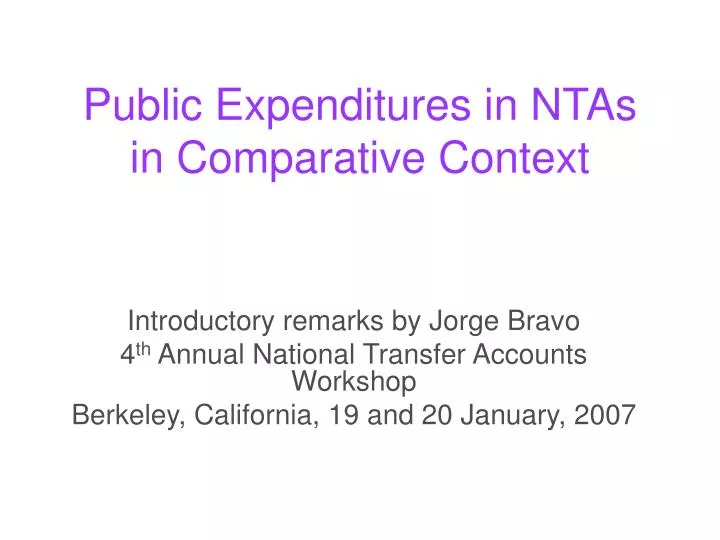 public expenditures in ntas in comparative context