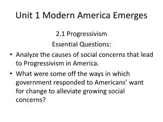 Unit 1 Modern America Emerges