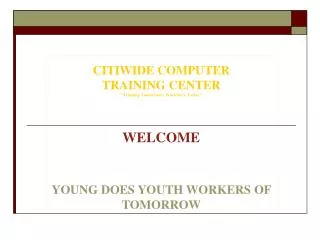 2009 DOES YOUTH WORKERS PURPOSE FOR YOUTH