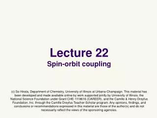 Lecture 22 Spin-orbit coupling