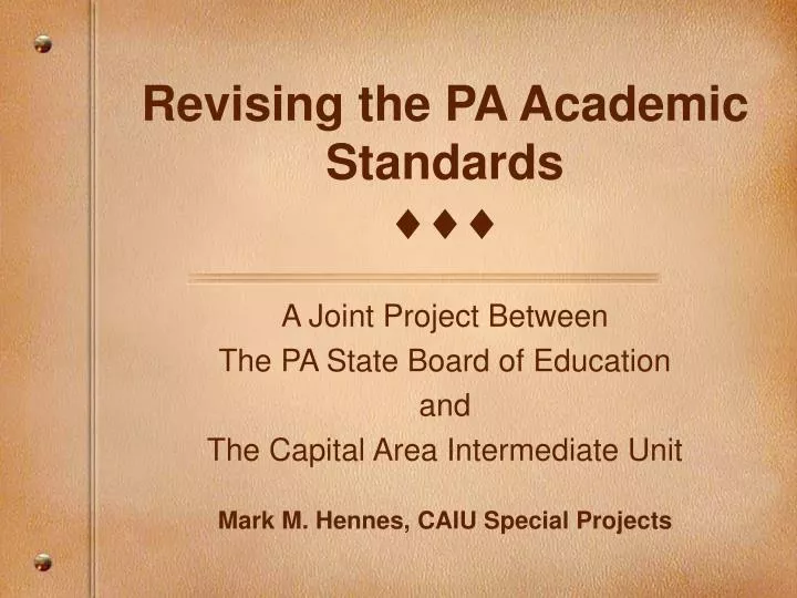 revising the pa academic standards