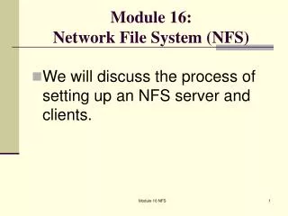 Module 16: Network File System (NFS)