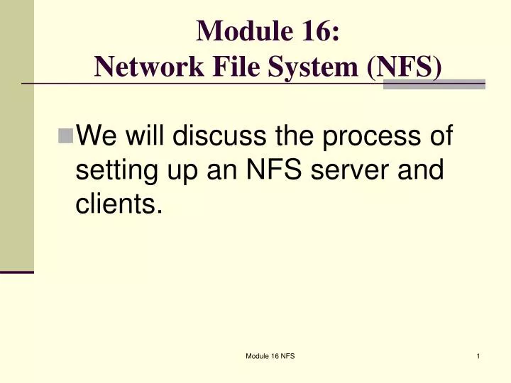 module 16 network file system nfs