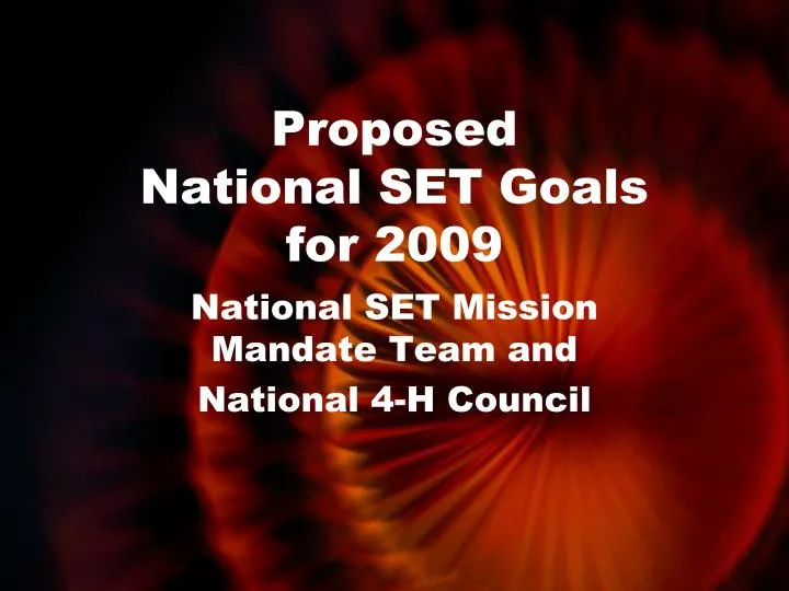proposed national set goals for 2009