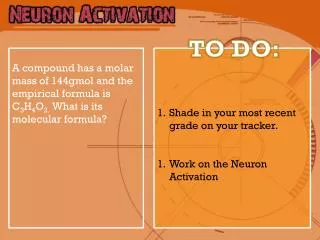 Shade in your most recent grade on your tracker. Work on the Neuron Activation