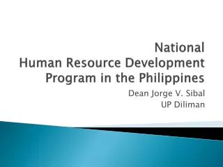 National Human Resource Development Program in the Philippines