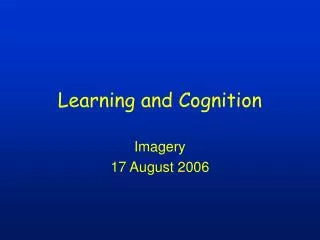 Learning and Cognition