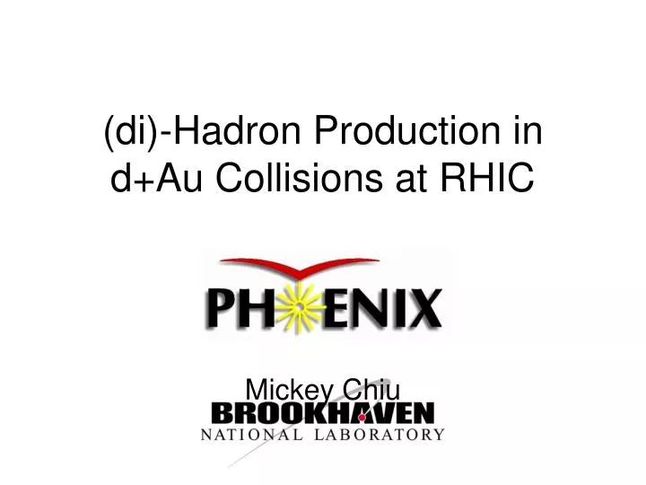 di hadron production in d au collisions at rhic