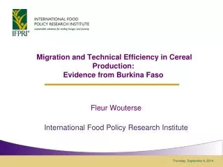 Migration and Technical Efficiency in Cereal Production: Evidence from Burkina Faso