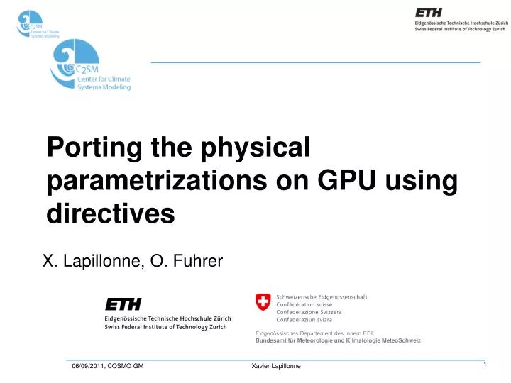 porting the physical parametrizations on gpu using directives