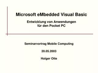 microsoft embedded visual basic entwicklung von anwendungen f r den pocket pc