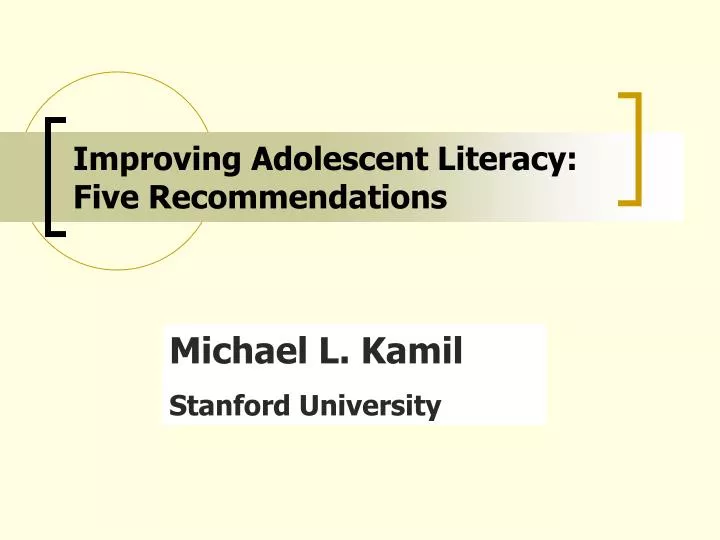 improving adolescent literacy five recommendations