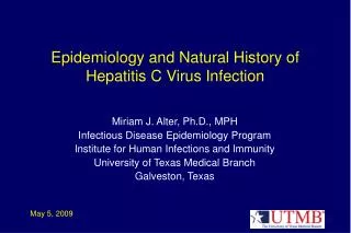 Epidemiology and Natural History of Hepatitis C Virus Infection