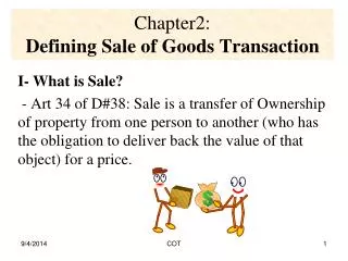 Chapter2: Defining Sale of Goods Transaction